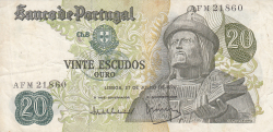 Image #1 of 20 Escudos 1971 (27. VII.) - semnături Vítor Manuel Ribeiro Constâncio/ Luís Carlos de Assunção Braz Teixeira