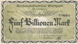 5 Billionen (5 000 000 000 000) Mark 1923 (9. XI.)