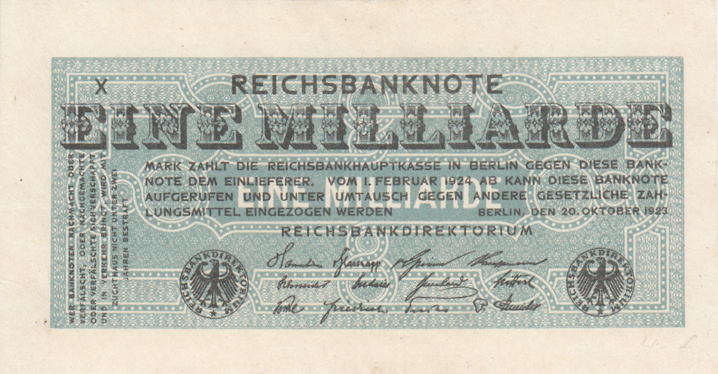 1 Milliarde (1 000 000 000) Mark 1923 (20. X.) - 1, Weimar Republic
