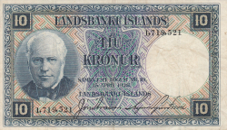 10 Krónur L.1928 - semnături Jón Árnason / Magnús Sigurðsson