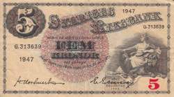 Image #1 of 5 Kronor 1947 - 3