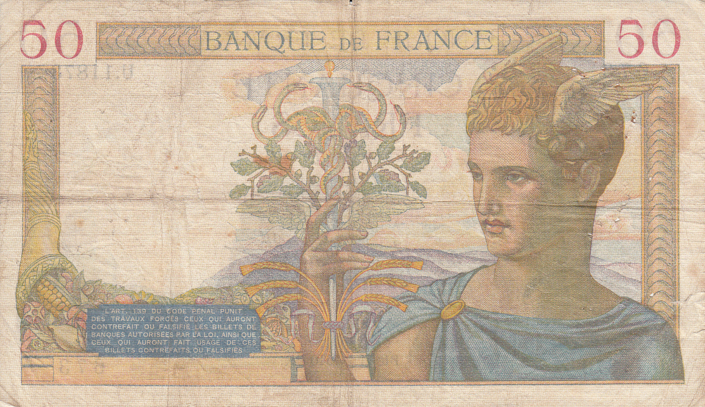 50 Francs 1940 (11. I.), 1934-1940 Issues - 50 Francs - France ...