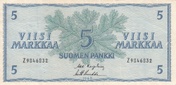 5 Markkaa 1963 - semnături Ahti Karjalainen / Antti Luukka