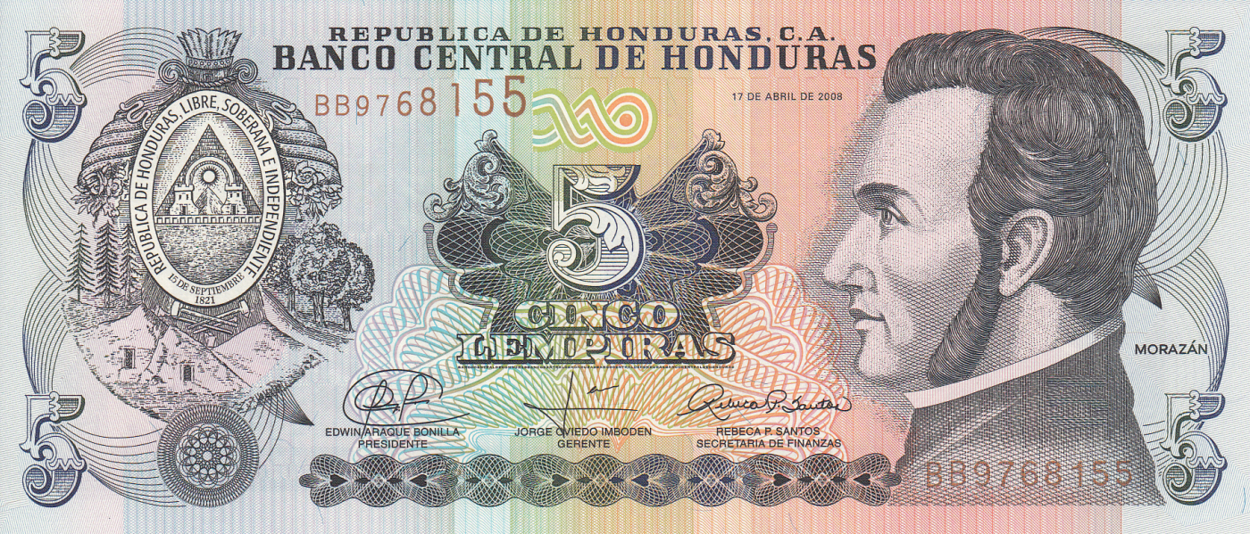 HONDURAS Banknote 5 Lempiras 2004 UNC