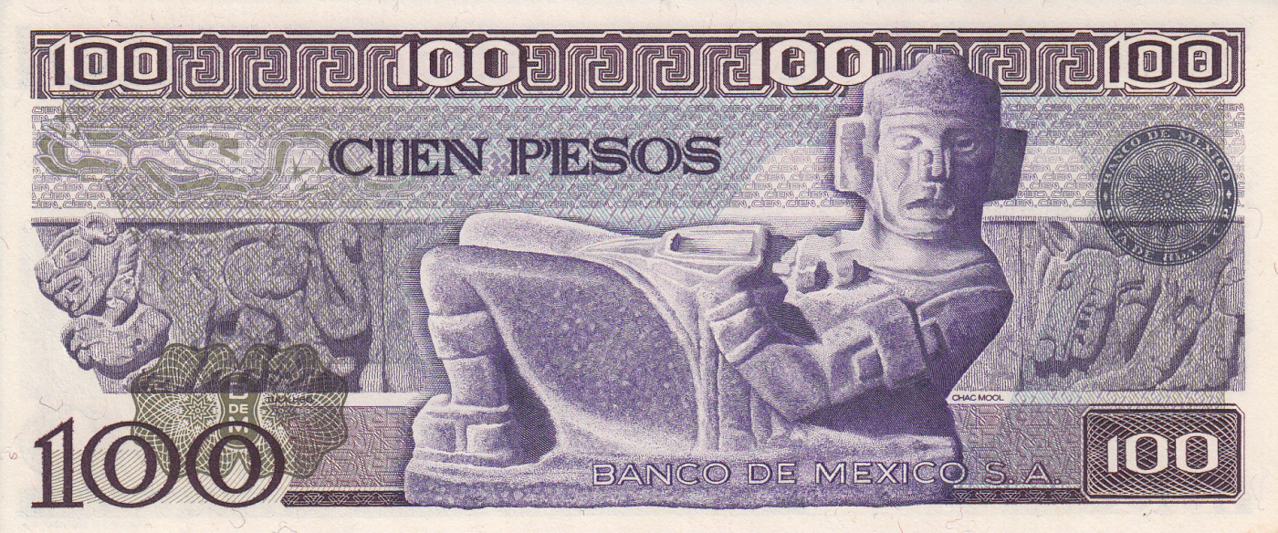 1982 UNC Authenticated Banknote P-74c.5 Mexico 100 Pesos Series UP