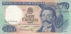 Image #1 of 100 Escudos 1965 (30. XI.) - semnături Vítor Manuel Ribeiro Constâncio / Joaquim Cavaqueiro Mestre