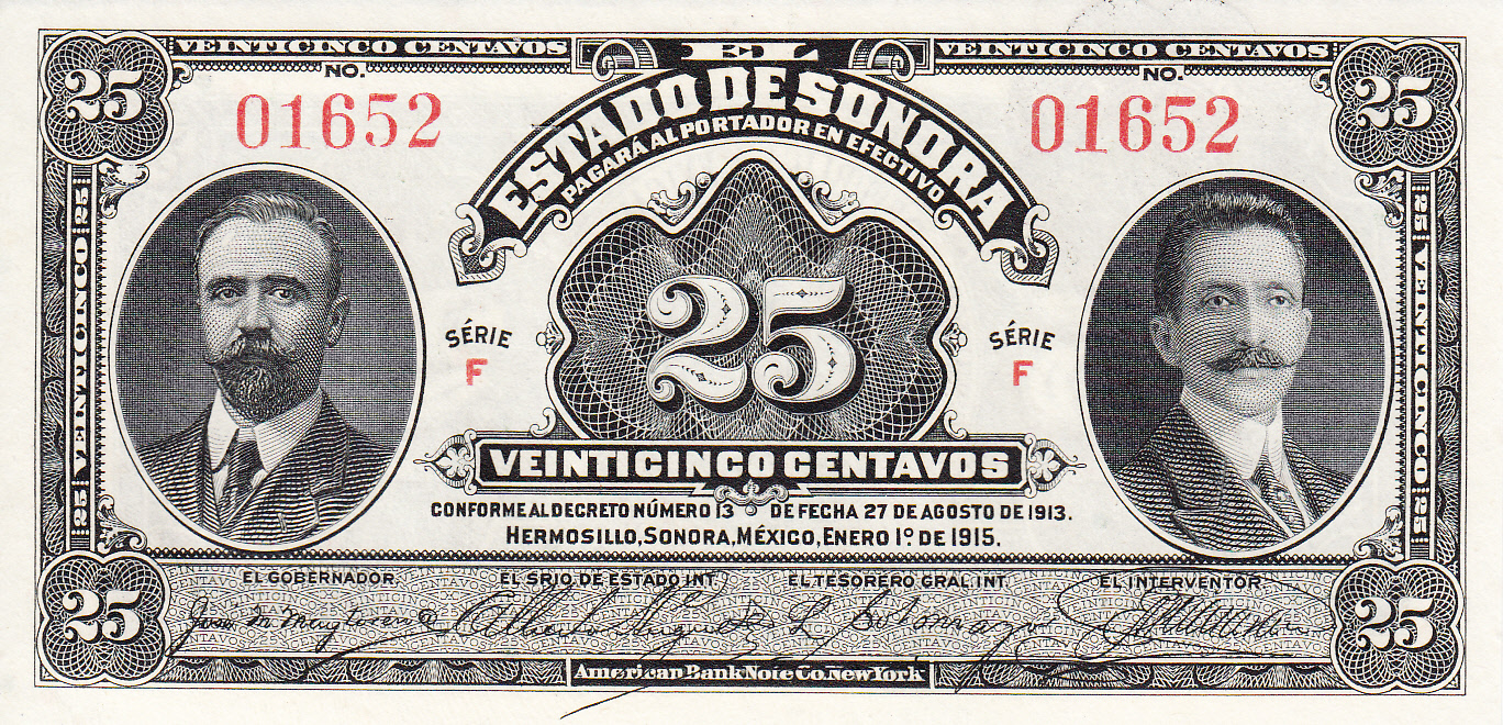 1915 MEXICO SINALOA 25 CENTAVOS BANKNOTE 3 CONSECUTIVE NICE!!! 