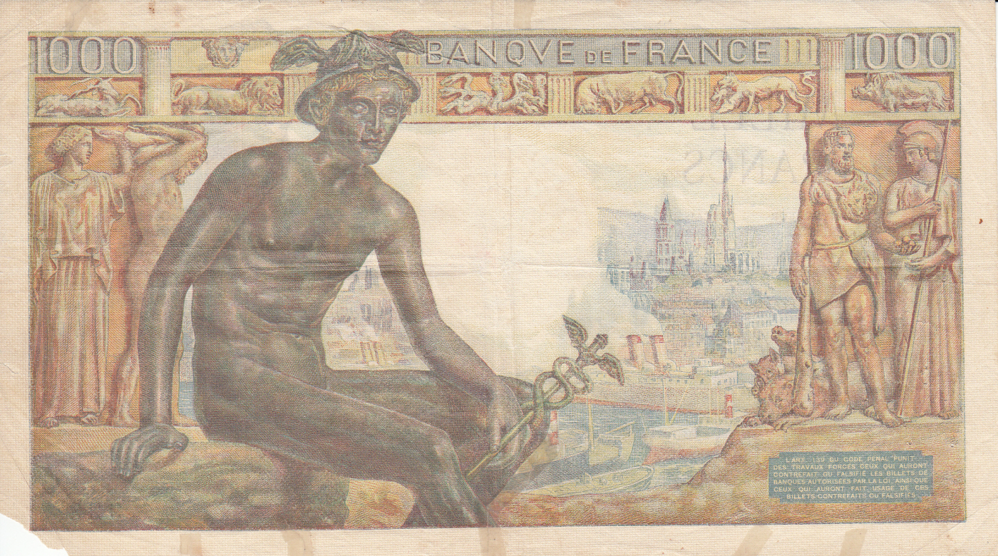 1000 Francs 1943 (11. II.), 1942-1944 Issue - 1000 Francs - France