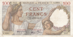 Image #1 of 100 Francs 1939 (19. X.)