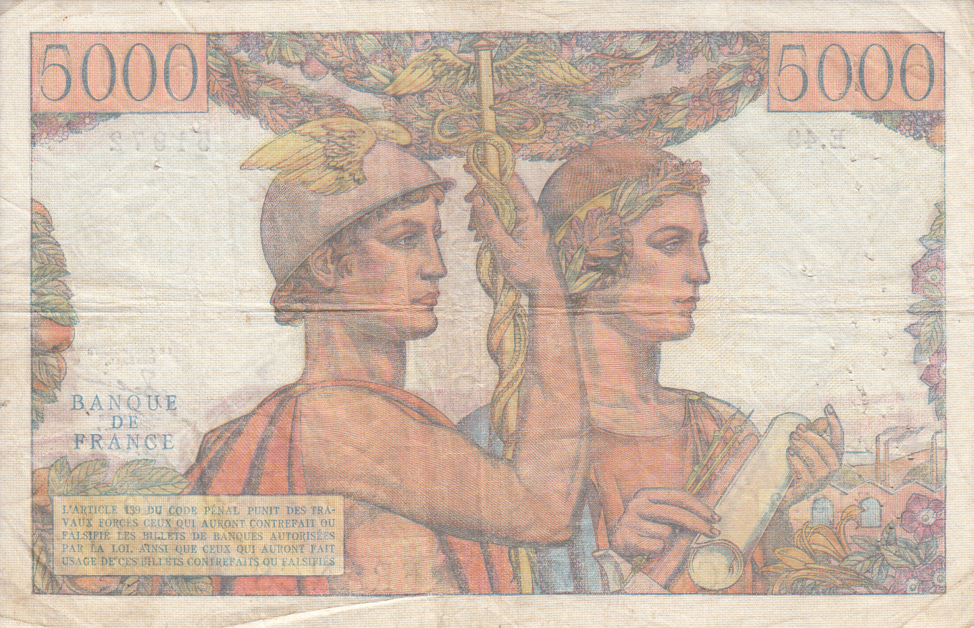 5000 Francs 1951 (1. II.), 1949-1957 Issue - 5000 Francs - France ...