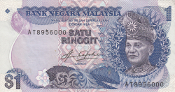 T10 8648 Malaysia 1 Ringgit 1989 Banknote P 27b VF XF 