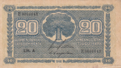 Image #1 of 20 Markkaa 1945 - signatures Raittinen / Carpelan