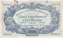 Image #1 of 500 Franci = 100 Belga 1938 (4. IV.)