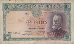 Image #1 of 100 Escudos 1957 (25. VI.) - semnături Rafael da Silva Neves Duque / Manuel António do Casal-Ribeiro de Carvalho