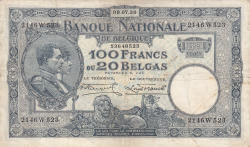 Image #1 of 100 Francs / 20 Belgas 1930 (9. VII.)