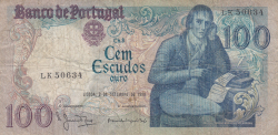 100 Escudos 1980 (2. IX.) - semnături Manuel Jacinto Nunes / Maria Manuela Matos Morgado Santiago Baptista