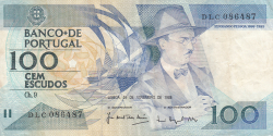 Image #1 of 100 Escudos 1988 (24. XI.) - signatures José Alberto Tavares Moreira / Luís Miguel Couceiro Pizarro Beleza