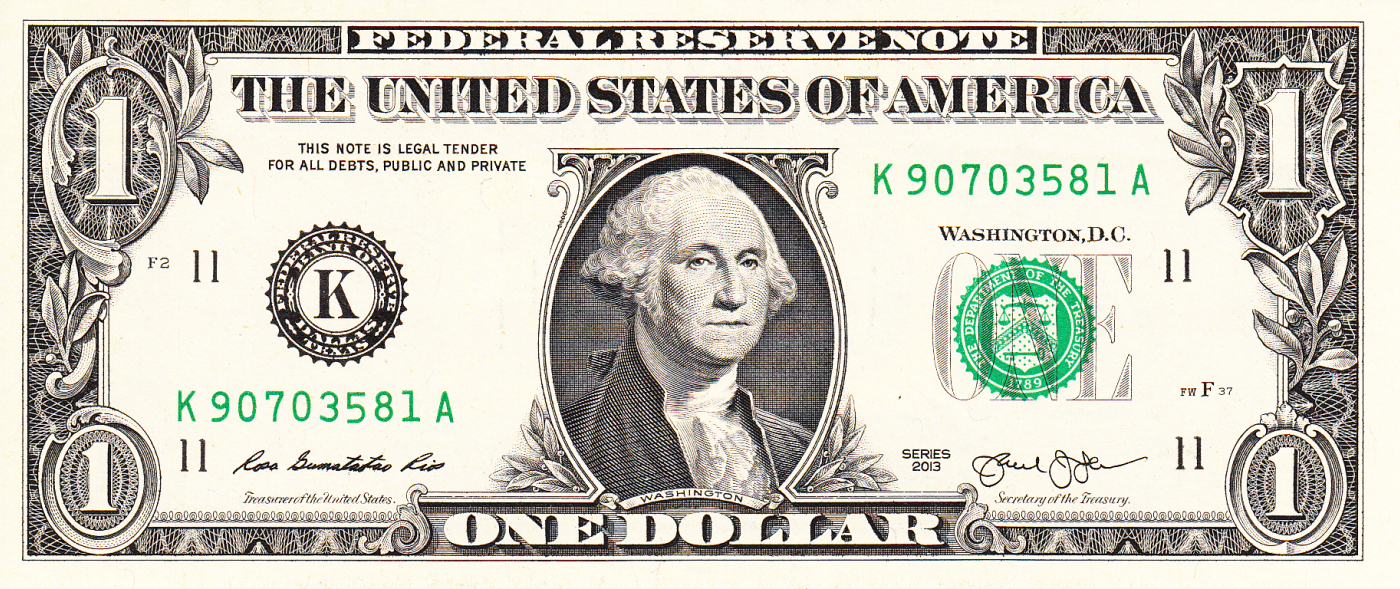 1 Dollar 2013 - K, 2013 Issue - 1 Dolar - United States of America -  Banknote - 7225