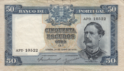 Image #1 of 50 Escudos 1955 (24. VI.) - signatures Carlos de Barros Soares Branco / Henrique Missa