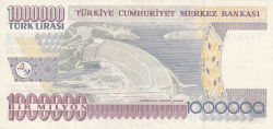 1,000,000 Lira ND (2002) - signatures Süreyya SERDENGEÇTİ/ Dr. S. Fatih ÖZATAY