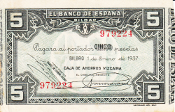 Image #1 of 5 Pesetas 1937 (1. I.)