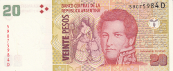 20 Pesos ND (2003) - semnături Mercedes Marcó del Pont / Julio César Cleto Cobos