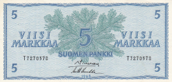 5 Markkaa 1963 - semnături Aarre Simonen / Antti Luukka
