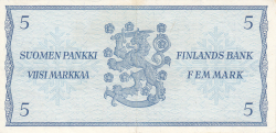 5 Markkaa 1963 - signatures Aarre Simonen / Antti Luukka