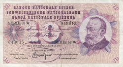 10 Franken 1970 (5. I.) - signatures Rudolf Aebersold/ De. Brenno Galli/ Dr. Edwin Stopper