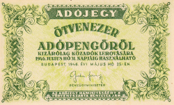 50000 (Ötvenezer) Adópengő 1946 (25. V.)