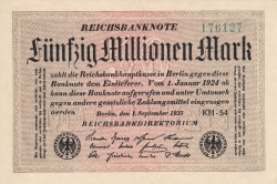 50 Millionen (50 000 000) Mark 1923 (1. IX.) - 1