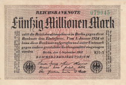 50 Millionen (50 000 000) Mark 1923 (1. IX.)