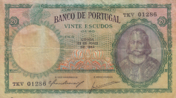 Image #1 of 20 Escudos 1954 (25. V.) - semnături Carlos de Barros Soares Branco / João Emílio Raposo de Magalhães