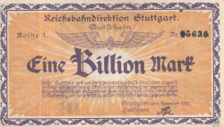 1 Billion (1 000 000 000 000) Mark 1923 (5. XI.) - Reihe 1