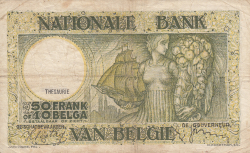 Image #2 of 50 Francs - 10 Belgas 1938 (13. IV.)