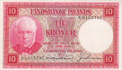 Image #1 of 10 Kronur L.1928 (1948-1956) - semnături Magnús Jónsson / Jón Árnason