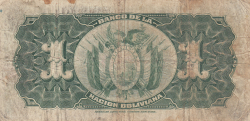 Image #2 of 1 Boliviano ND (1929) (Supratipar pe bancnota 1 Boliviano 1911 (11. V.) - P#103)