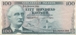 Image #1 of 100 Krónur L.1961 - semnături Guðmundur Hjartarson / Davíð Ólafsson