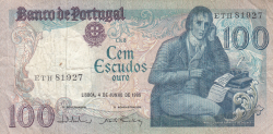 100 Escudos 1985 (4. VI.) - semnături Vítor Manuel Ribeiro Constâncio / Alberto José dos Santos Ramalheira