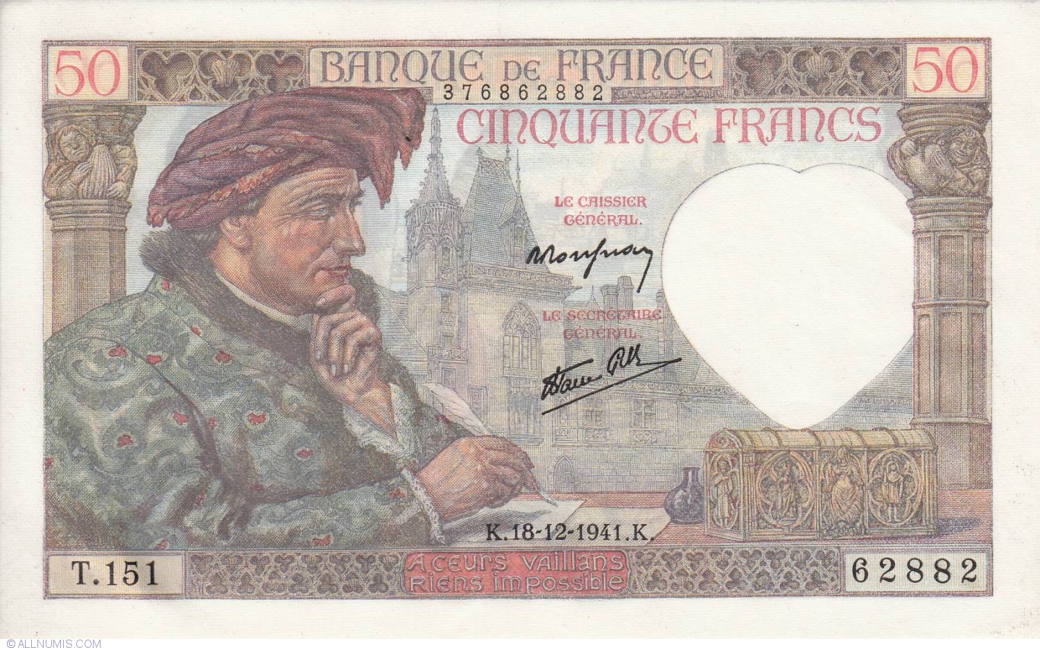 50 Francs 1941 (18. XII.), 1940-1942 Issue - Francs - France - Banknote