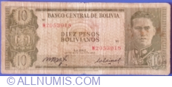 Image #1 of 10 Pesos Bolivianos L. 1962 (signatures Milton Paz / Salinas)