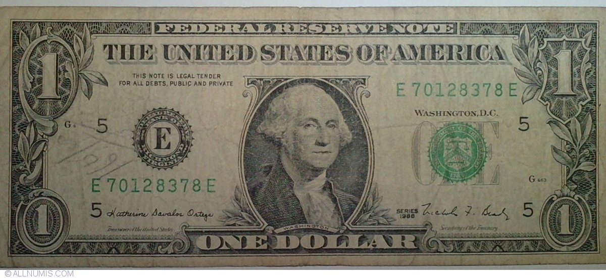 1 Dollar 1988 - E, 1988 Issue - 1 Dollar - United States of