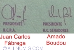 100 Pesos ND (2012) - signatures Juan Carlos Fábrega / Amado Boudou
