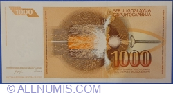 1000 Dinara 1990 (26. XI.) - replacement note