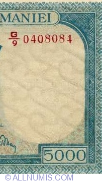 5000 Lei 1945 (20. XII.) - vertical watermark