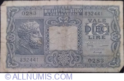 Image #1 of 10 Lire 1944 (23. XI.) - signatures Ventura / Simoneschi / Giovinco