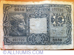 Image #1 of 10 Lire 1944 (23. XI.) - signatures Bolaffi / Cavallaro / Giovinco