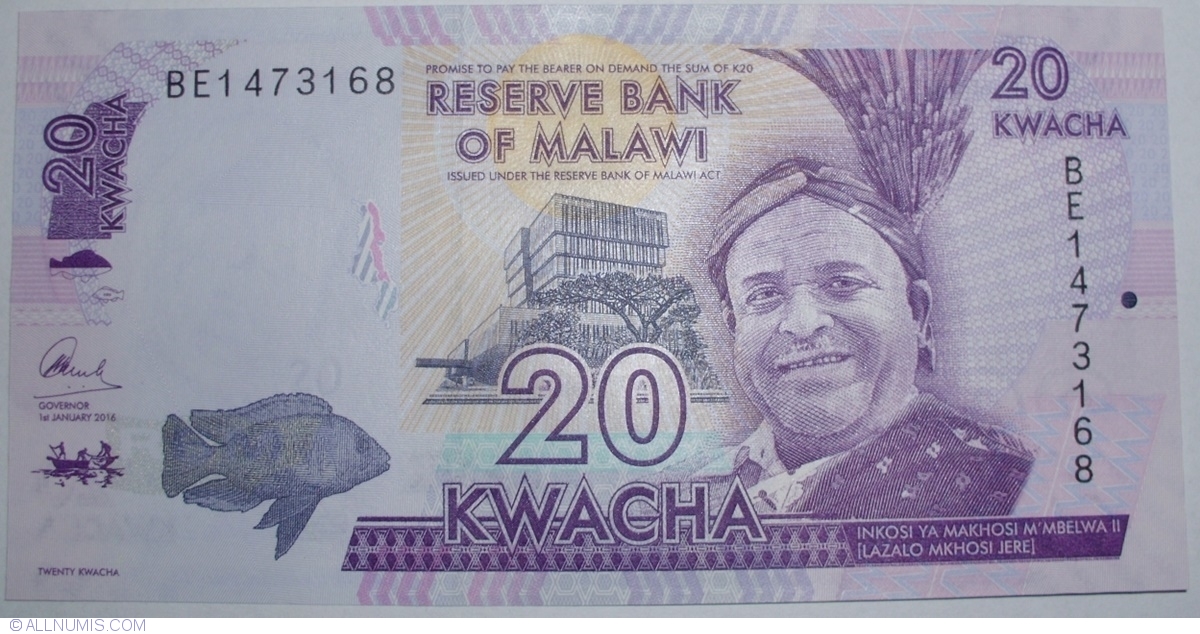 Malawi 20 Kwacha 2016 Unc 20 Pcs Consecutive Lot P 63 
