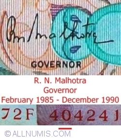 10 Rupees ND(1970-1990) - B - Semnătură R. N. Malhotra
