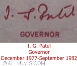 100 Rupees ND(1979) - semnătură I. G. Patel